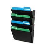 deflect-o DocuPocket Four-Pocket Wall Set, Plastic, Letter, 13 x 4 x 7, Black DEF73404