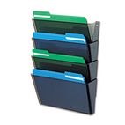 deflect-o DocuPocket Four-Pocket Wall Set, Plastic, Letter, 13 x 4 x 7, Smoke DEF73402