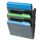 deflect-o DocuPockets Three-Pocket Wall Set, Plastic, Letter, 13 x 4 x 7, Black DEF73604
