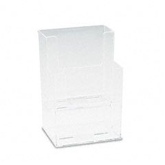 deflect-o Extra-Deep Flat Back Display, 2 Compartments, 4-1/2w x 3-3/4d x 7h, Clear DEF77201