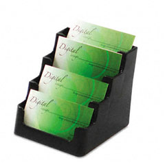 deflect-o Four-Pocket Countertop Business Card Holder, Holds 200 2 x 3 1/2 Cards, Black DEF70404