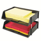 deflect-o Industrial Stacking Tray Set, Two Tier, Plastic, Black DEF582704