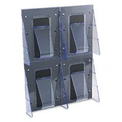 deflect-o Multi-Pocket Wall-Mount Literature Systems, 18-1/4w x 2-7/8d x 23-1/2h,Clear/BK DEF56001