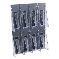 deflect-o Multi-Pocket Wall-Mount Literature Systems, 18-1/4w x 2-7/8d x 23-1/2h, Clear/BL DEF56201