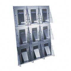 deflect-o Multi-Pocket Wall-Mount Literature Systems, 27-3/8w x 2-7/8d x 35-1/4h, Clear/BK DEF56801