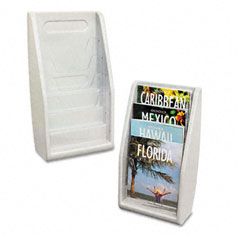 deflect-o Multi-Tiered Desktop/Wall-Mount Literature Holders, 10-3/8w x 5d x 19-3/4h, Gray DEF52009