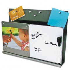 deflect-o MyStyle Stainless Steel DocuPocket with White Board, Letter, Silver/White DEF510010