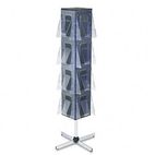 deflect-o Revolving Literature Floor Rack, 16 Compartments, 15w x 64h, Black/Chrome DEF58021