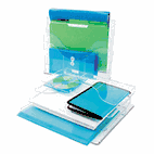 deflect-o Three-Tier Document Organizer, Plastic, 13 3/8 x 3 1/2 x 11 1/2, Clear DEF390201