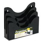 deflect-o Three-Tier Document Organizer w/Dividers, 13-3/8w x 3-1/2d x 11-1/2h, Black DEF47634