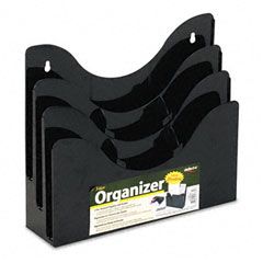 deflect-o Three-Tier Document Organizer w/Dividers, 13-3/8w x 3-1/2d x 11-1/2h, Black DEF47634
