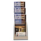 deflect-o Three-Tier Leaflet Holder, 6-3/4w x 6-15/16d x 13-5/16h, Silver DEF693645