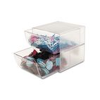 deflect-o Two Drawer Cube Organizer, Clear Plastic, 6 x 7-1/8 x 6 DEF350101
