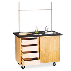 Diversified Woodcrafts Mobile Demonstration Table, Rectangular, 48w x 28d x 36h, Black DVW4222K