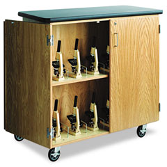 Diversified Woodcrafts Mobile Microscope Storage Cabinet, 48w x 24d x 40h, Black/Oak DVW4701K