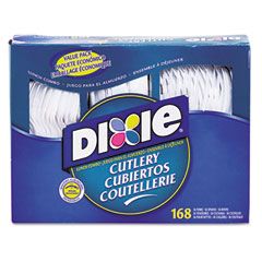 Dixie Heavy-Duty Combo Pack, Tray w/Plastic Forks, Knives, Spoons, WE, 168 Pieces/Pack DXECM168