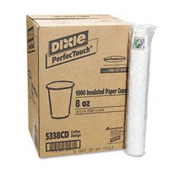 Dixie Hot Cups, Paper, 8 oz., Coffee Dreams Design, 1000/Carton DXE5338CD