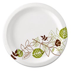 Dixie Pathways Paper Plates, 8.5", WiseSize, Green/Burgundy, 125 per Pack DXEUX9WSPK