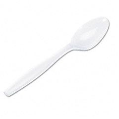 Dixie Plastic Cutlery, Heavyweight Teaspoons, White, 1000/Carton DXETH217