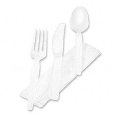 Dixie Wrapped Tableware/Napkin Packet, Plastic Utensil Set w/Napkin, White, 250/Carton DXECM26NC7