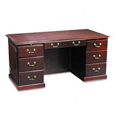 DMi Governors Series Double Pedestal Desk, 60w x 30d x 30h, Mahogany DMI735030