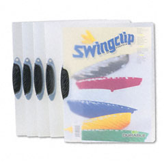 Durable Polypropylene Cover, Swing Clip, Letter, Holds 30 Pages, Clear/Black, 5/Pack DBL226401