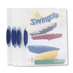 Durable Report Cover, Swing Clip, Letter, Holds 30 Pages, Clear/Dark Blue, 5/Pack DBL226407
