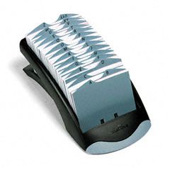 Durable TELINDEX Desk Address Card File Holds 500 4 1/8 x 2 7/8 Cards, Graphite/Black DBL241201