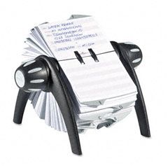 Durable TELINDEX Rotary Address Card File Holds 500 4 1/8 x 2 7/8 Cards, Graphite/Black DBL241601