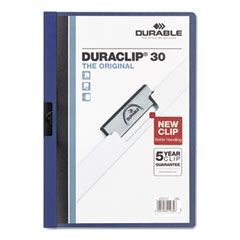 Durable Vinyl DuraClip Report Cover, Letter, Holds 30 Pages, Clear/Dark Blue DBL220307