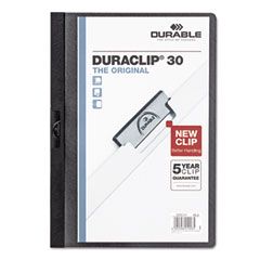 Durable Vinyl DuraClip Report Cover w/Clip, Letter, Holds 30 Pages, Clear/Black DBL220301