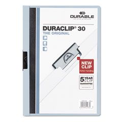 Durable Vinyl DuraClip Report Cover w/Clip, Letter, Holds 30 Pages, Clear/Light Blue DBL220306