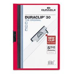 Durable Vinyl DuraClip Report Cover w/Clip, Letter, Holds 30 Pages, Clear/Red DBL220303