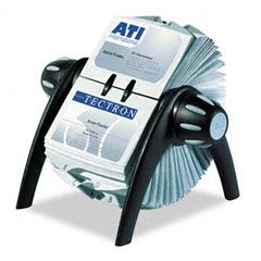 Durable VISIFIX Rotary Business Card File Holds 400 4 1/8 x 2 7/8 Cards, Black/Silver DBL241701