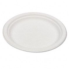 Eco-Products Compostable Sugarcane Dinnerware, 6" Plate, Natural White, 1000/Carton ECOEPP016