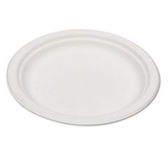 Eco-Products Compostable Sugarcane Dinnerware, 6" Plate, Natural White, 50/Pack ECOEPP016PK