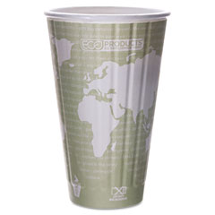 Eco-Products World Art Insulated Compostable Hot Cups, 16 oz., Light Green, 600/Carton ECOEPBNHC16WD