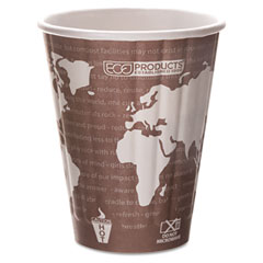 Eco-Products World Art Insulated Compostable Hot Cups, 8 oz., Maroon, 800/Carton ECOEPBNHC8WD
