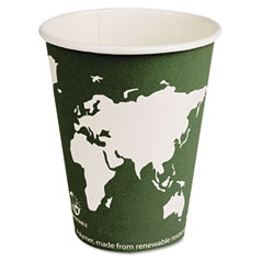 Eco-Products World Art Renewable Resource Compostable Hot Cups, 12 oz, Green, 1000/Ctn ECOEPBHC12WA
