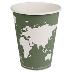 Eco-Products World Art Renewable Resource Compostable Hot Cups, 12 oz, Green, 50/Pack ECOEPBHC12WAPK