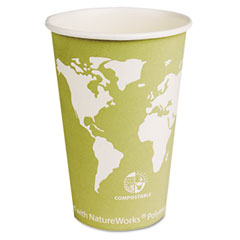 Eco-Products World Art Renewable Resource Compostable Hot Cups, 16 oz, Seafoam Green,1000/Ctn ECOEPBHC16WA