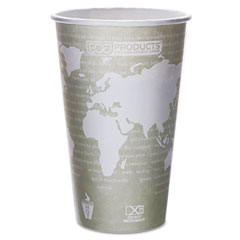 Eco-Products World Art Renewable Resource Compostable Hot Cups, 16 oz, Seafoam Green, 50/Pack ECOEPBHC16WAPK