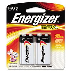 Energizer MAX Alkaline Batteries, 9V, 2 Batteries/Pack EVE522BP2