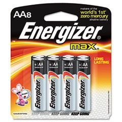 Energizer MAX Alkaline Batteries, AA, 8 Batteries/Pack EVEE91MP8