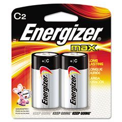 Energizer MAX Alkaline Batteries, C, 2 Batteries/Pack EVEE93BP2