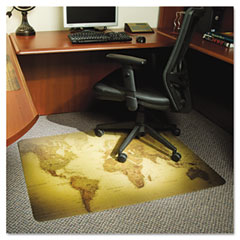 ES Robbins World Map 48x36 Rectangle Chairmat, Professional Series for Carpet up to 3/4" ESR118690