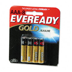 Eveready Gold Alkaline Batteries, AAA, 8 Batteries/Pack EVEA92BP8