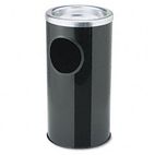 Ex-Cell Combination Sand Urn/Waste Receptacle, Round, Steel, Black/Chrome EXC112BLK