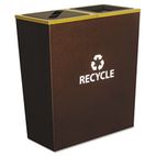 Ex-Cell Metro Collection Recycling Receptacle, Double Stream, Steel, 36 gal, Brown EXCRCMTR2HCP