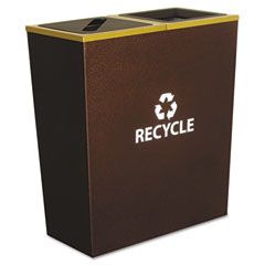 Ex-Cell Metro Collection Recycling Receptacle, Double Stream, Steel, 36 gal, Brown EXCRCMTR2HCP